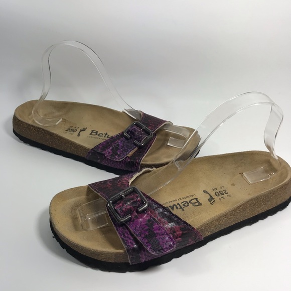 Birkenstock Shoes - Betula Birkenstock Purple Reptile Slip On Sandals